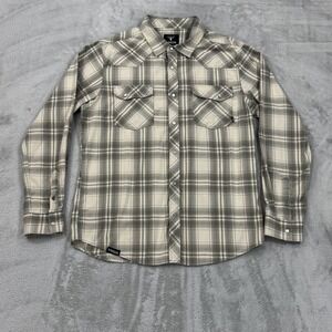 Kings Pearl Snap‎ Shirt Mens Large Beige Cowboy Polyester Western Workwear Rodeo